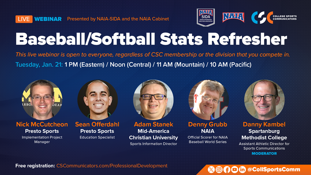 Register Now! January Live NAIA-SIDA Webinar – Baseball/Softball Refresher Course